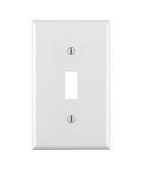 Leviton 022-80701-00W Non-Metallic Wallplate, 4-1/2 in L, 2-3/4 in W, 1 -Gang, Nylon, White, Smooth