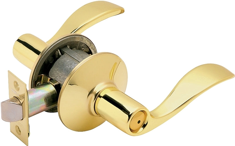 Schlage Accent Series F40 ACC 605 Privacy Lever, Mechanical Lock, Bright Brass, Lever Handle, Metal, Residential