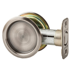 Kwikset 33415A RND Pocket Door Lock, Antique Nickel, 2-3/8 in Backset