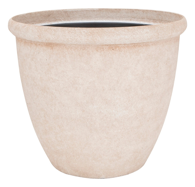 Landscapers Select PT-S010-C Planter, 17-3/4 in Dia, Round, Resin, Stone, Stone