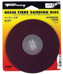 Forney 71670 Sanding Disc, 4-1/2 in Dia, 7/8 in Arbor, Coated, 80 Grit, Medium, Aluminum Oxide Abrasive