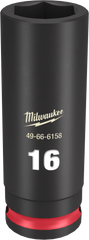 Milwaukee SHOCKWAVE Impact Duty Series 49-66-6158 Deep Impact Socket, 16 mm Socket, 3/8 in Drive, Square Drive, 6-Point