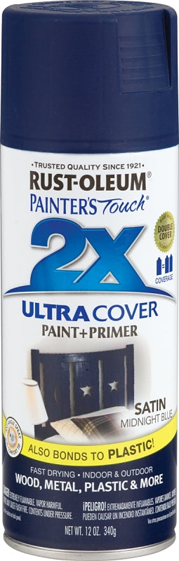2X Ultra Cover 334091 Spray Paint, Satin, Midnight Blue, 12 oz, Can