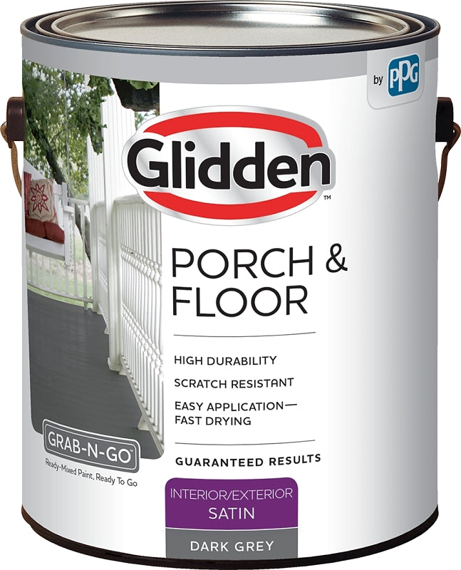 Glidden 3032F Paint and Primer, Satin, Dark Gray, 1 gal