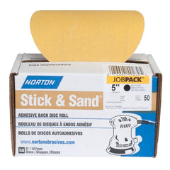 Norton Stick & Sand Series 07660749239 Disc Roll, 5 in Dia, Coated, P150 Grit, Fine, Aluminum Oxide Abrasive, No-Hole