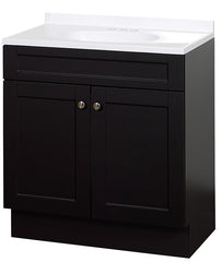 Zenna Home SBC36CH 2-Door Shaker Vanity with Top, Wood, Espresso, Cultured Marble Sink, White Sink