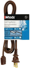 CCI 0295 Extension Cord, 6 ft L, 6 A, 125 V, Brown