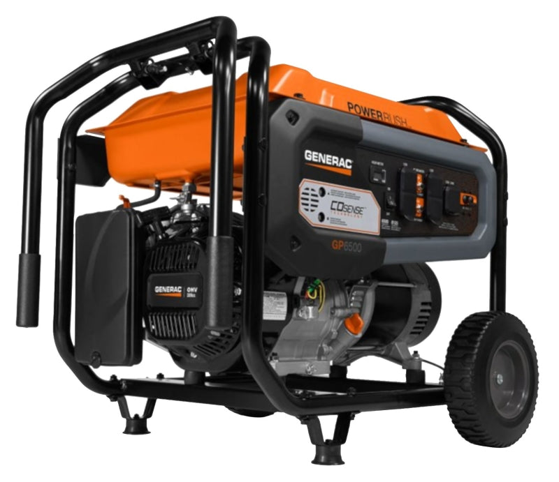 Generac GP 7683 Portable Generator, 54.2/27.1 A, 120/240 V, Gasoline, 6.9 gal Tank, 10.5 hr Run Time, Recoil Start