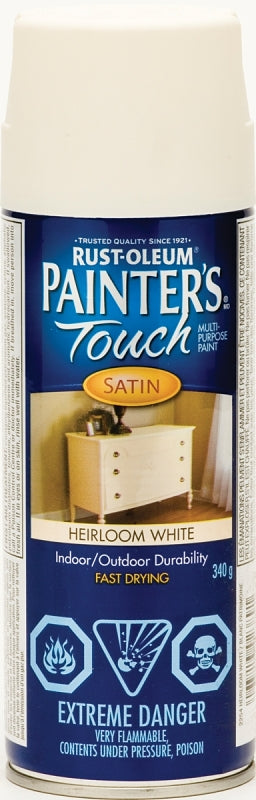 Rust-Oleum N2254830 Spray Paint, 340 g Can, Satin, Heirloom White
