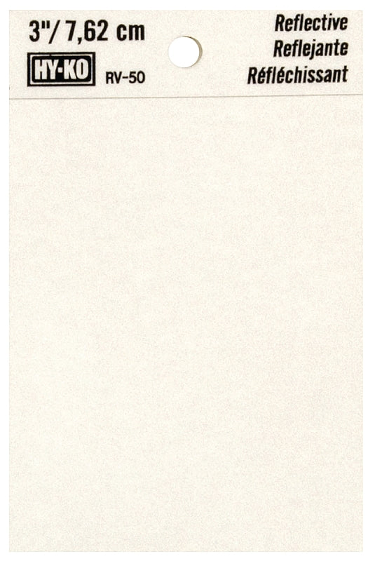 Hy-Ko RV-50/BLNK Reflective Sign, Character: Blank, 3 in H Character, Black Character, Silver Background, Vinyl