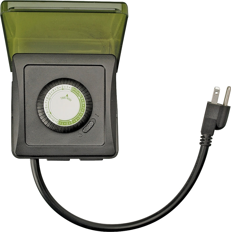 Woods 50012 Mechanical Timer, 15 A, 125 V, 1875 W, 24 hr Time Setting, Black, 24 On/Off Cycles Per Day Cycle