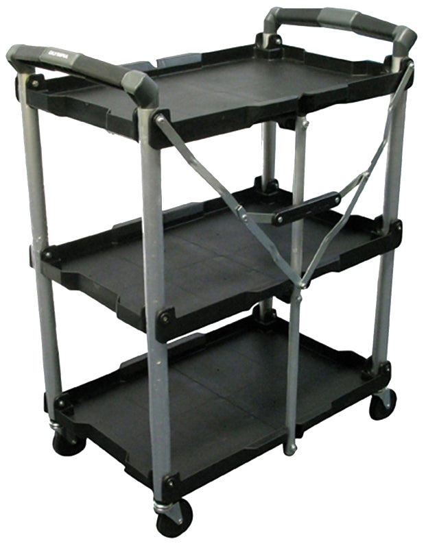 Olympia Tools PACK-N-ROLL Series 85-188 Service Cart, 65 lb per level, 15 in OAW, 34 in OAH, 26-1/8 in OAD, Aluminum, Black