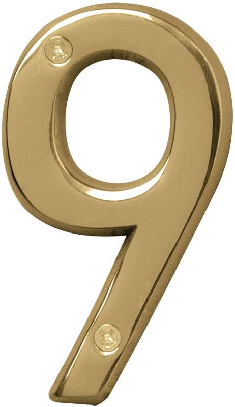 Hy-Ko Prestige Series BR-42PB/9 House Number, 2.938 in W x 6.875 in H Dimensions, Character: 9, 4 in H Character