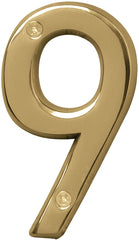 BR-42PB/9 NUMBER 9 4IN PBRASS