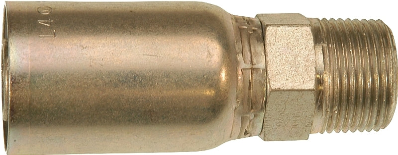 Gates MegaCrimp G25100-1616 Hose Coupling, 1 x 1 in Dia, 4.11 in, 1-11-1/2, Crimp x NPTF, Straight Angle, Steel, Zinc