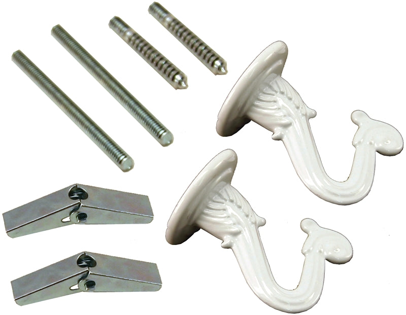 Atron LA711 Swag Lamp Hook, White, 2 PK