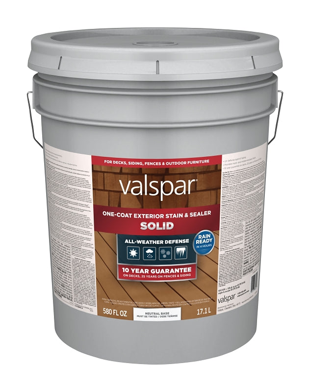 Valspar VL1028092-20 Stain and Sealer, Solid, Neutral Base, Liquid, 5 gal