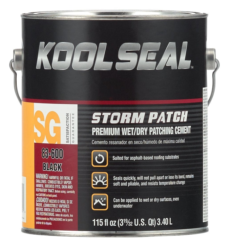 Kool Seal Storm Patch Series KS0083600-16 Patching Cement, Black, Liquid, 1 gal