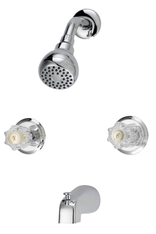 Boston Harbor GU-TQOB016CP Tub and Shower Faucet, Fixed-Mount Showerhead, 1.75 gpm Showerhead, 1 Spray Settings, Chrome