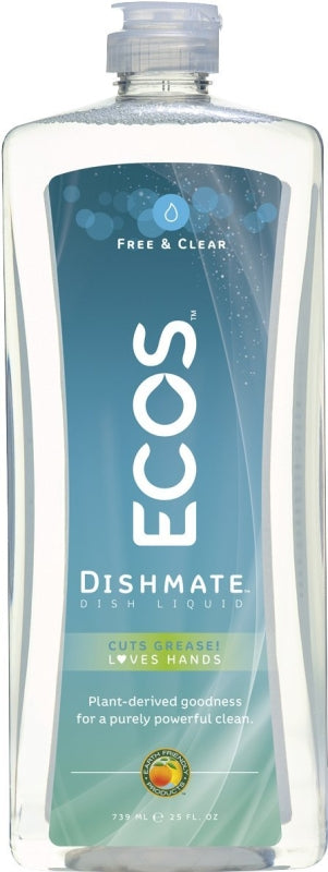 Ecos PL9721/6 Dishwashing Liquid, 25 oz, Gel, Clear/Light Yellow