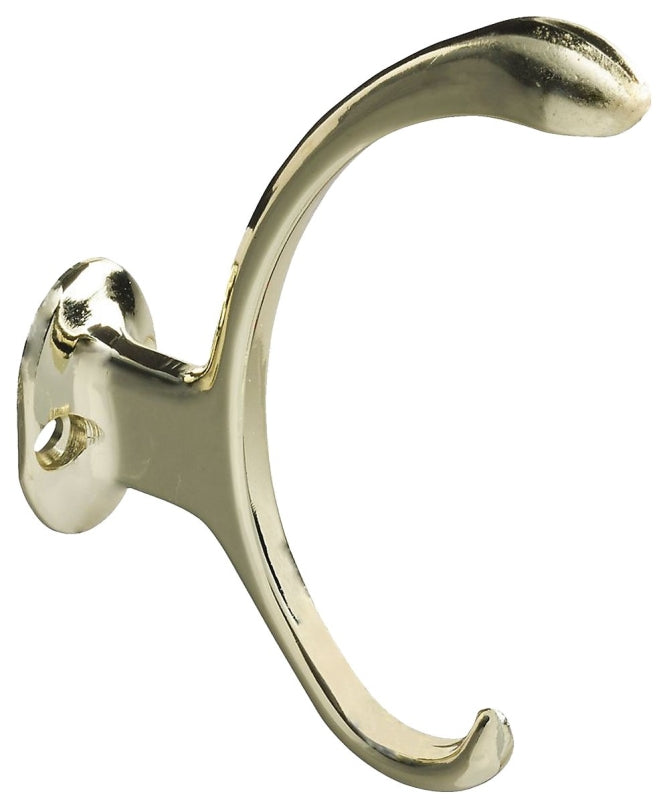 National Hardware V8008 N806-806 Garment Hook, 2-Hook, Zinc, Brass