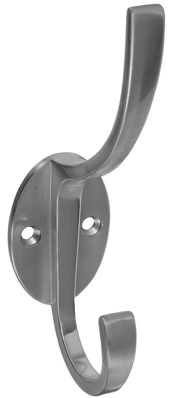 National Hardware V8009 Series N806-824 Coat and Hat Hook, 2-1/2 in Projection, Wall Mounting, 2-Hook, 1/PK