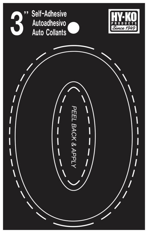 Hy-Ko 30400 Series 30425 Die-Cut Letter, Character: O, 3 in H Character, Black Character, Vinyl