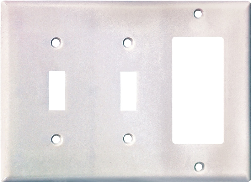 Eaton Wiring Devices 2173W-BOX Combination Wallplate, 4-1/2 in L, 6-3/8 in W, Standard, 3-Gang, Thermoset, White, Flush