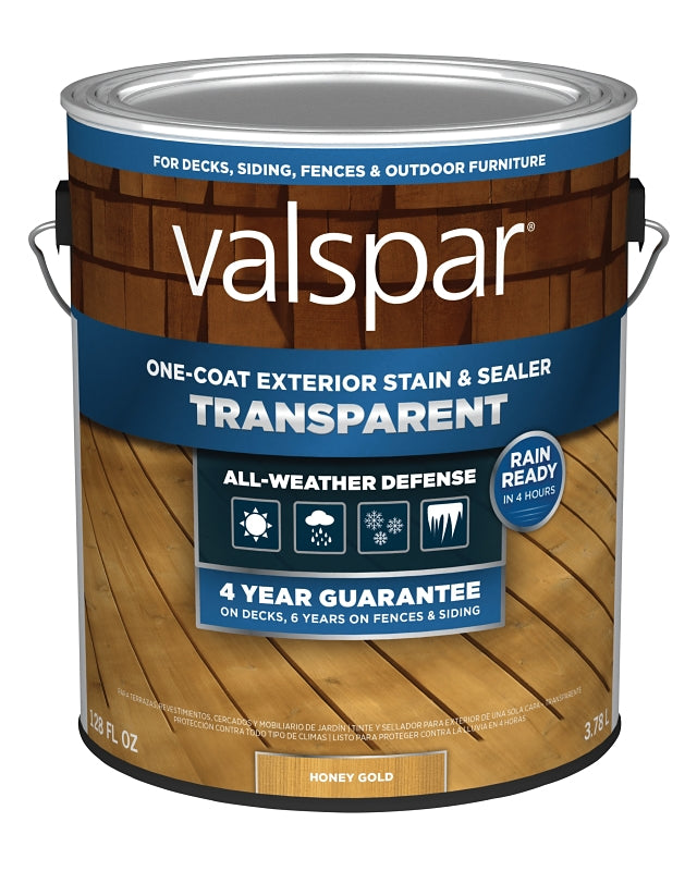 Valspar VL1028072-16 Stain and Sealer, Transparent, Honey Gold, Liquid, 1 gal