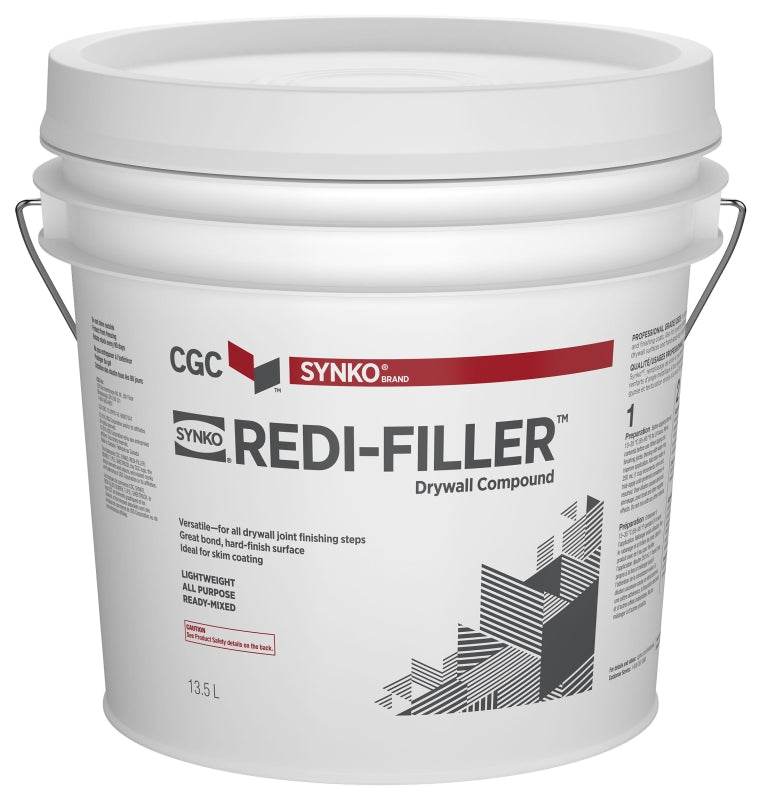 Synko Redi-Filler 330014 Drywall Compound, Paste, Off White, 13.5 L