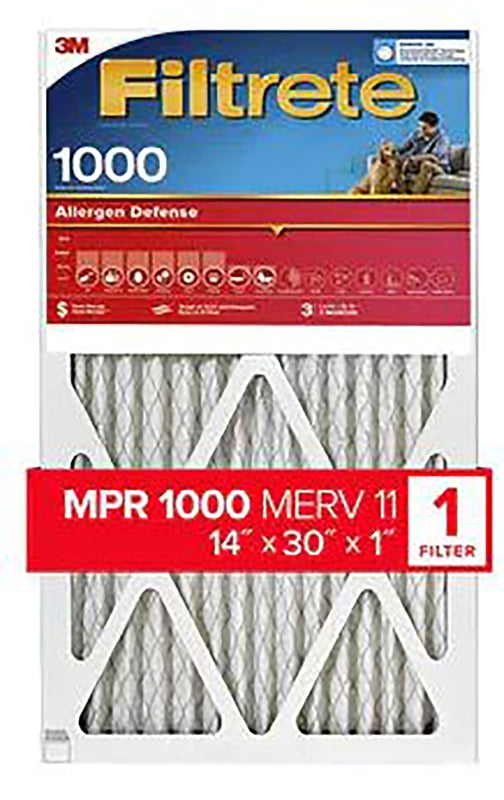Filtrete 9824-4 Air Filter, 30 in L, 14 in W, 11 MERV, 1000 MPR, For: Air Conditioner, Furnace and HVAC System