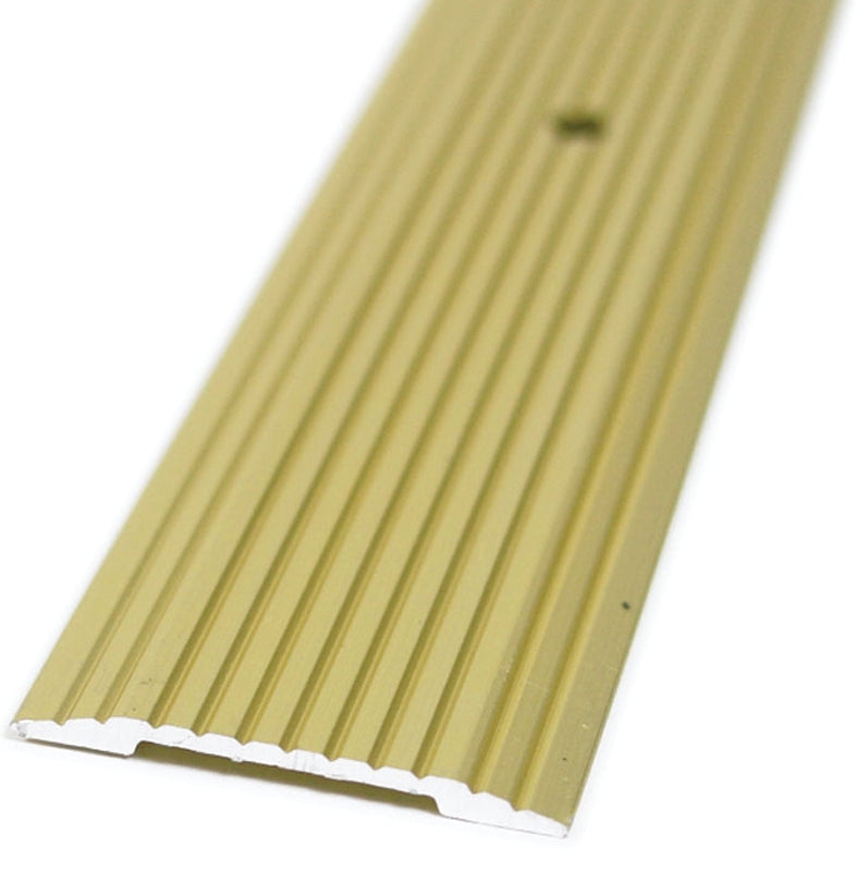 M-D 79095 Seam Binder, 72 in L, 1-9/32 in W, Fluted Surface, Aluminum, Satin Brass