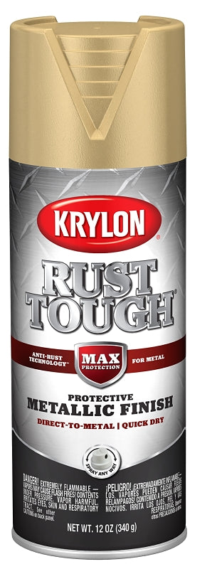 Krylon Rust Tough K09273008 Enamel Spray Paint, Metallic, Gold, 12 oz, Can