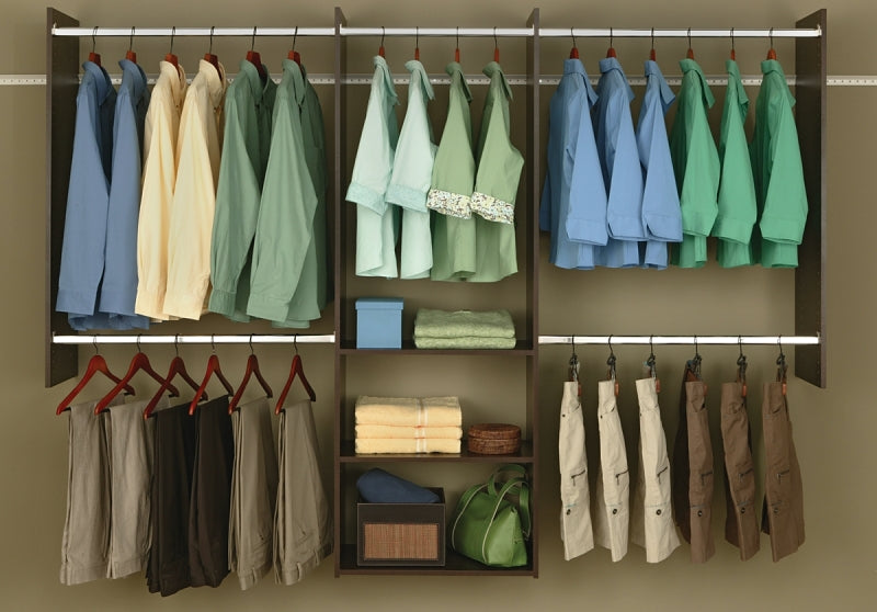 Easy Track RB1460-T Series Deluxe Starter Closet, Truffle, 48 to 96 in W, 84 in H, 3-Shelf