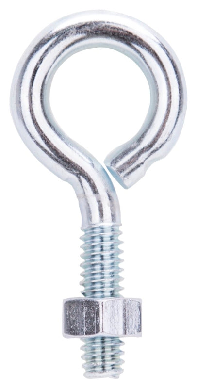 ProSource LR269 Eye Bolt, 6.3 mm Thread, Machine Thread, 7/8 in L Thread, 1 in Dia Eye, 134 lb Working Load, Steel, Zinc