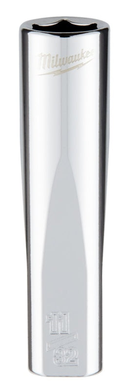 Milwaukee 45-34-9017 Socket, 11/32 in Socket, Deep Socket, 2.559 in OAL, 1/4 in Drive, 6 -Point, Chrome Vanadium Steel