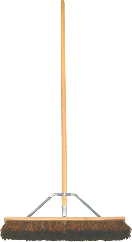 Birdwell 5024-4 Contractor Push Broom, 3 in L Trim, Synthetic Blend Fiber Bristle, Hardwood Handle