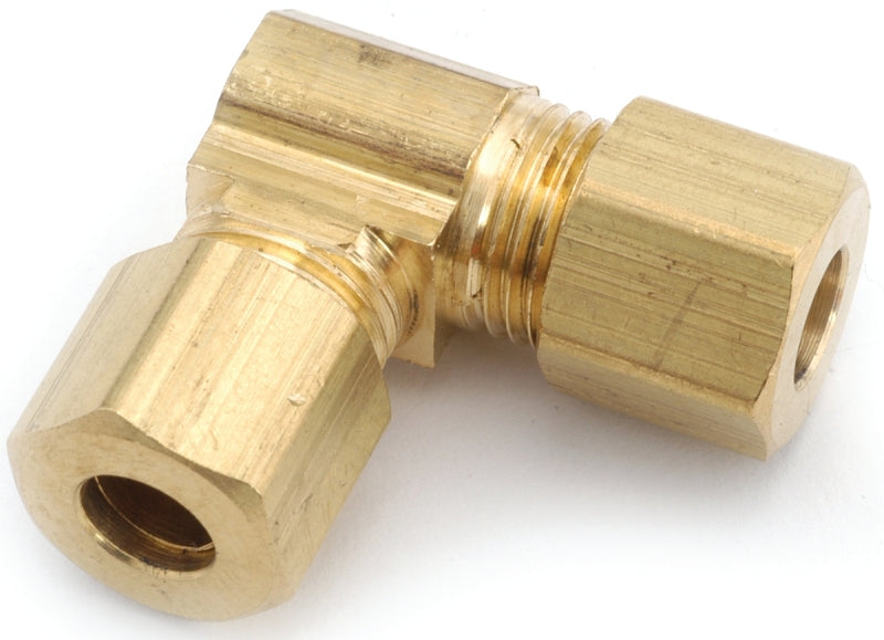 Anderson Metals 750065-10 Tube Union Elbow, 5/8 in, Compression, 90 deg Angle, Brass, 150 psi Pressure