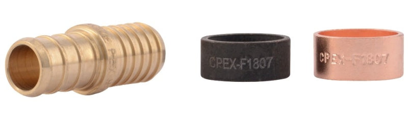 SharkBite UC4008LFA Tube Coupling with PB Crimp Ring, 1/2 in, PEX, PEX-A, PEX-B, DZR Brass, 200 psi Pressure