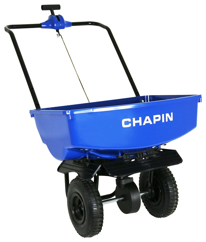 Chapin 8003A Salt Spreader with Baffles, 70 lb, Steel Frame, Poly Hopper, Pneumatic Wheel