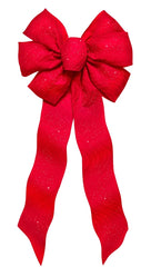 Holidaytrims 6675 Gift Bow, 8-1/2 x 14 in, Hand Tied Design, Cloth, Red/Silver
