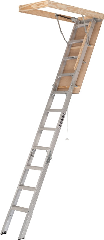 Louisville Elite Series AA2210 Attic Ladder, 7 ft 8 in to 10 ft 3 in H Ceiling, 22-1/2 x 54 in Ceiling Opening, 11-Step