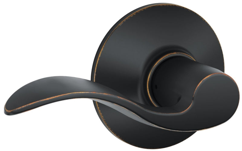 Schlage Accent Series F10ACC716 Passage Lever, Mechanical Lock, Residential, Aged Bronze, Metal, 2 Grade