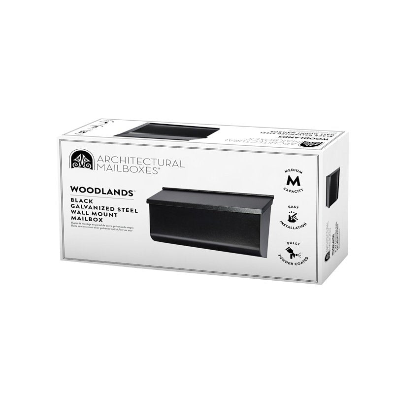 Gibraltar Mailboxes Woodlands L4010WB0 Mailbox, 450 cu-in Capacity, Galvanized Steel, Textured Powder-Coated, Black