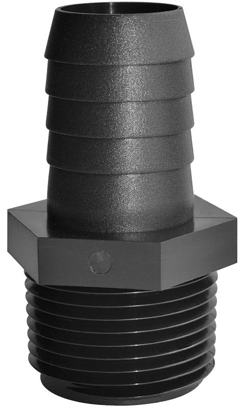 Green Leaf A1234PBG1 Straight Hose Adapter, 1/2 x 3/4 in, MPT x Hose Barb, Polypropylene