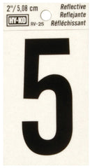 Hy-Ko RV-25 Series RV-25/5 Self-Adhesive Reflective Number, Character: 5, 2 in H Character, Black Character, Vinyl