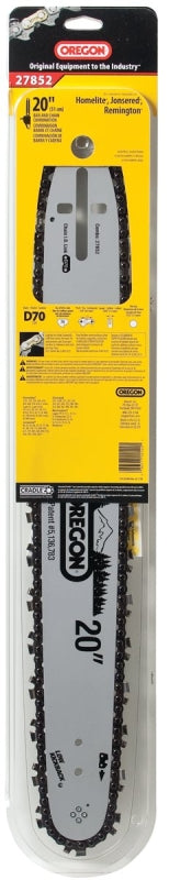 Oregon AdvanceCut 27852 Series Bar and Chain Combo, Small Bar Nose Radius, 70-Drive Link, 72V Chain, 3/8 in TPI/Pitch