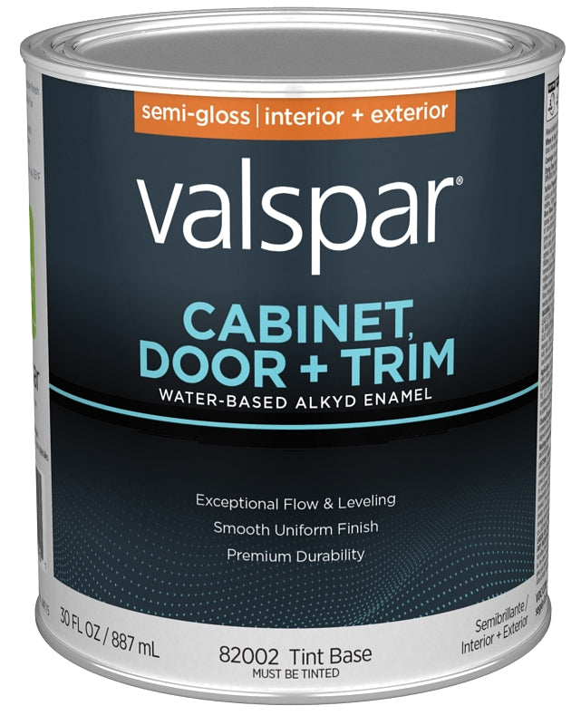 Valspar 8200 028.0082002.005 Cabinet, Door and Trim Paint Enamel, Water Base, Semi-Gloss Sheen, Tint Base, 1 qt