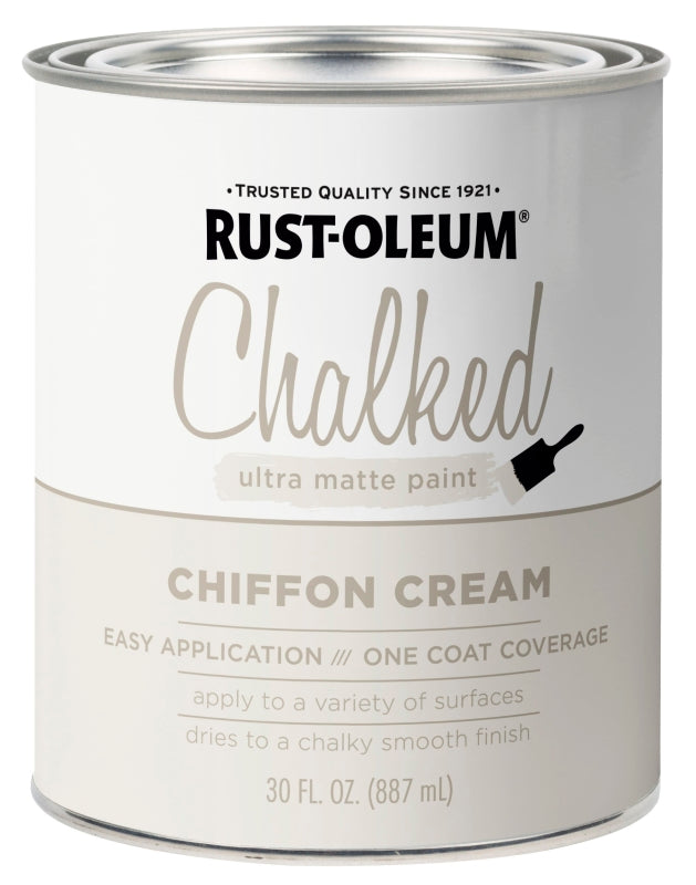 Rust-Oleum 329598 Chalk Paint, Ultra Matte Chalky, Chiffon Cream, 30 oz, Can
