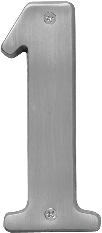 Hy-Ko Prestige Series BR-51SN/1 House Number, Character: 1, 5 in H Character, Nickel Character, Solid Brass